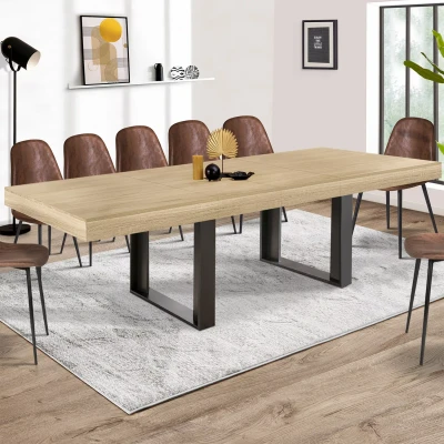 Abbildung von IDMarket Esstisch, ausziehbar, rechteckig, Phoenix 10 12 Personen, Holz und Schwarz, 200 300 cm