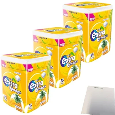 Abbildung von Wrigleys Extra Refreshers Tropical Kaugummi 3er Pack (3x35 Stck. Dose) + usy Block