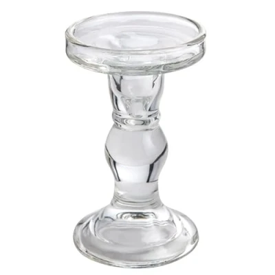 Abbildung von naninoa Kerzenständer DUAL Kerzenhalter, Kerzenleuchter für Stabkerzen, Spitzkerzen und Stumpenkerzen aus Glas. 8,5 x 14 cm