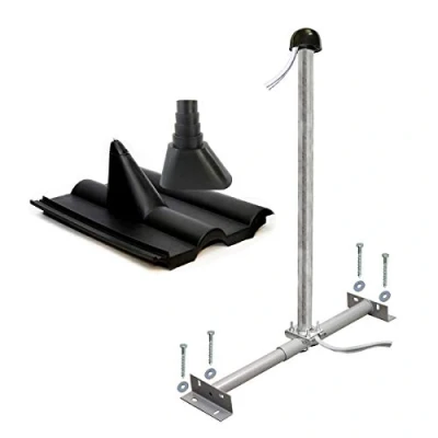 Abbildung von PremiumX BASIC Dachsparrenhalter 100cm SAT Mast Frankfurter Dachpfanne schwarz Halterung