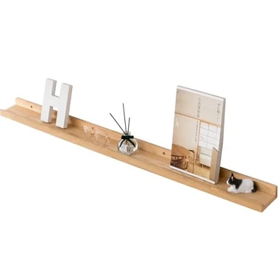 Abbildung von Gieanoo Bilderleiste Holz, 90cm Eiche Regal Massiv Schweberegal Wandregal gewürzregal regalbrett Hängeregal Ideal für Wohnzimmer Schlafzimmer Badezimer