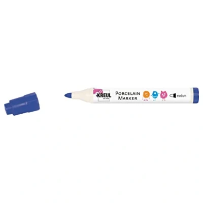 Abbildung von KREUL 16313 Porcelain Marker medium Dunkelblau Für Kinder entwickelter Porzellanmalstift, ohne Schütteln und Pumpen sofort los malen