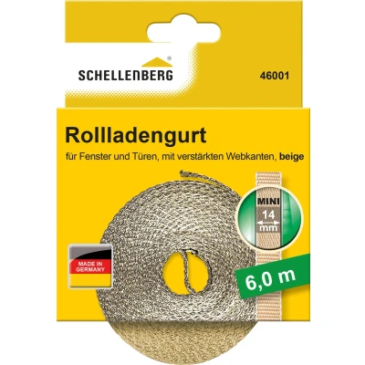 Abbildung von Schellenberg 46001 Rolladengurt 14 mm x 6,0 m System MINI, Rollladengurt, Gurtband, Rolladenband, beige