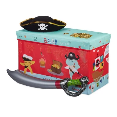 Abbildung von relaxdays Sitzhocker Sitzbox für Kinder, Pirat