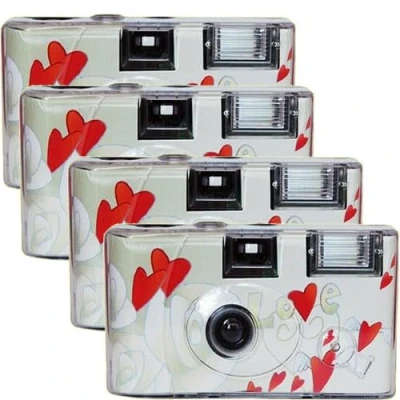 Abbildung von 4X 1A PHOTO PORST TopShot Flying Hearts Einwegkamera Edition Fliegende Herzen (27 Fotos, Blitz, 4 er Pack)