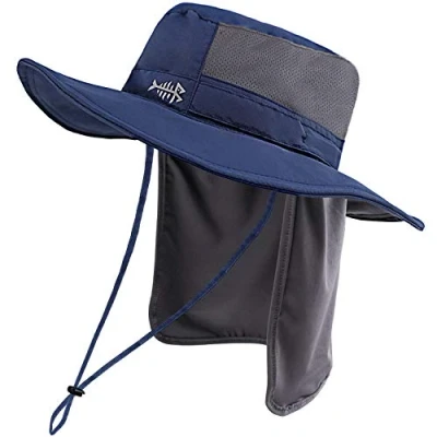 Abbildung von Bassdash Sonnenhut Fischerhut Bucket Hut UPF 50+ UV Schutz Wasserdichter taktischer Angelhut mit breiter Krempe Einstellbare Größe Abnehmbarer Halsklappe für Männer und Frauen