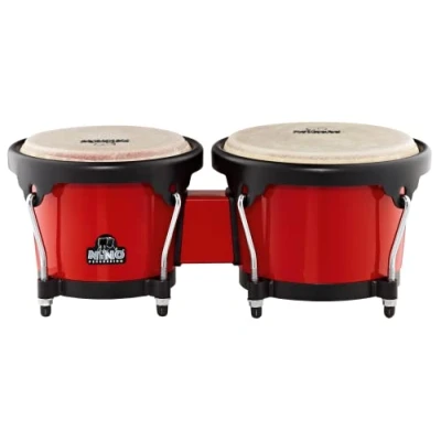Abbildung von Nino Percussion Molded Bongo Plus Musikinstrument für Kinder ab 5 Jahren 2 Handtrommeln ABS Kunststoff, Rot (NINO17R BK)