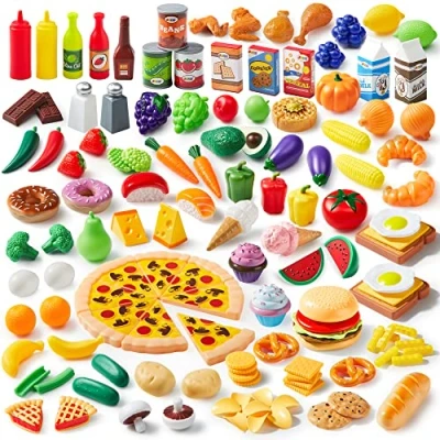 Abbildung von JOYIN 135 Stück Küchenspielzeug Set, kinderküche zubehör Schneiden Obst Gemüse Lebensmittel Küche Kinder Kleinkinder Pädagogisches Lernen Spielzeug, Rollenspiele, Geschenk