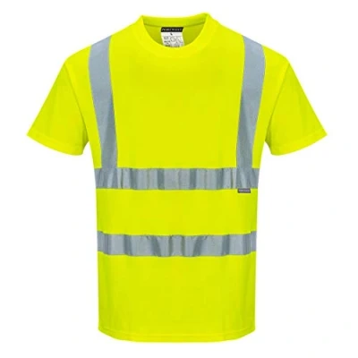 Abbildung von Portwest Baumwoll Comfort Warnschutz Kurzarmshirt, Größe: 5XL, Farbe: Gelb, S170YER5XL