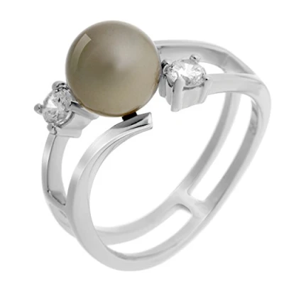 Abbildung von Orphelia Damen Ring 925 Silber rhodiniert Perle weiß Brillantschliff Zirkonia Gr. 52 (16.6) ZR 7119/52