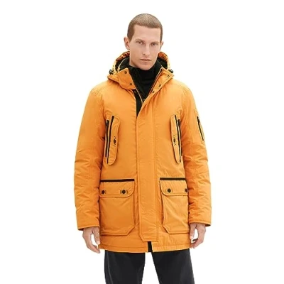 Abbildung von TOM TAILOR Herren 1037356 Winterparka mit Abnehmbarer Kapuze, 32243 tomato Cream orange, XXL