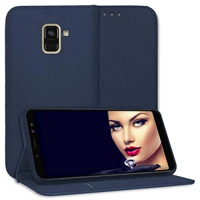 Abbildung von mtb more energy® Schutz Tasche Bookstyle für Samsung Galaxy A8 Plus, A8+ 2018 (SM A730, 6.0&#039;&#039;) blau Kunstleder Klapp Cover Hülle Wallet Case