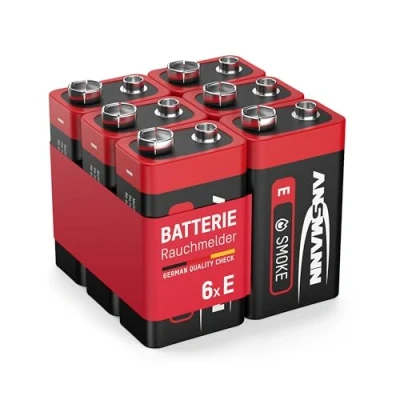 Abbildung von 6 ANSMANN Alkaline longlife Rauchmelder 9V Block Batterien Premium Qualität für höhere Leistung, Batterie ideal Feuermelder, Bewegungsmelder, Alarmanlagen &amp; Kohlenmonoxid Warnmelder