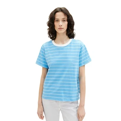 Abbildung von TOM TAILOR Damen 1036772 T Shirt, 31724 Blue Offwhite Stripe, L