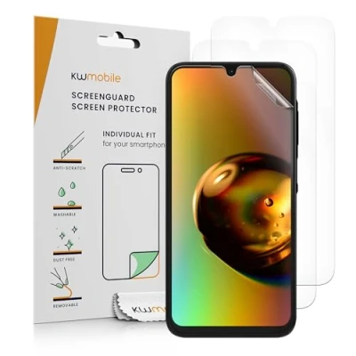 Abbildung von kwmobile 3X Displayschutzfolie kompatibel mit Samsung Galaxy A25 Folie klare Schutzfolien Set in transparent