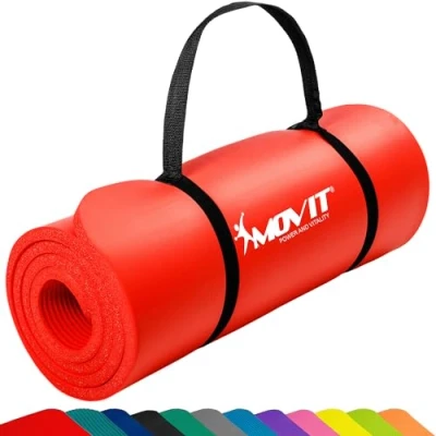 Abbildung von MOVIT Yogamatte XXL Pilates Gymnastikmatte, Yogamatte, Training (schadstoffgeprüft, mit Verschlussband), 190x100x1,5cm oder 190x60x1,5cm 183x60x1,0cm, Größen , Farbwahl