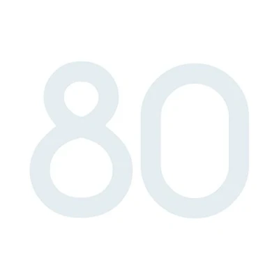 Abbildung von Zahlenaufkleber Nummer 80, weiß, 10cm (100mm) hoch, Aufkleber mit Zahlen in vielen Farben + Höhen, wetterfest