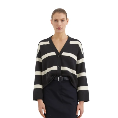 Abbildung von Marc O&#039;Polo Strickjacke Striped deep night blue, Damen, Größe: Large, blue
