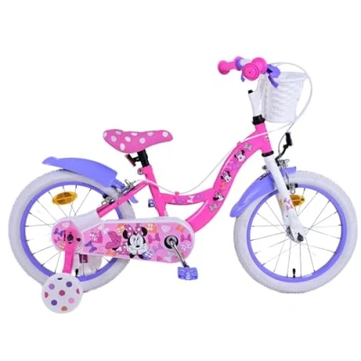 Abbildung von Volare Kinderfahrrad Disney Minnie Mädchen 14 bzw. 16 Zoll Rosa Zweihandbremsen, bis 60 kg, 85% zusammengebaut, 3 4,5 4 6 Jahre, Stahlfelgen