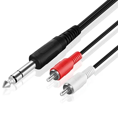 Abbildung von TNP 6,3 mm Klinke auf Cinch Kabel, Audiokabel 5m, Klinkenkabel, Klinkenstecker 2 x Stecker für Amp, Mixer, Loutsprecher und Stereo System, Dual RCA Y Splitte Adapterkabel