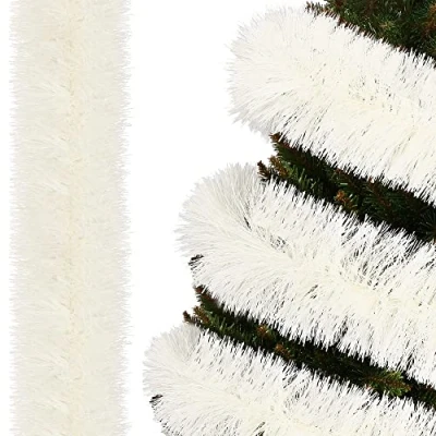Abbildung von SPRINGOS Girlande für den Weihnachtsbaum Kunstgirlande Weiß 15 cm x 6 m Baumboa extra breit Weihnachtsgirlande Weihnachtsdeko