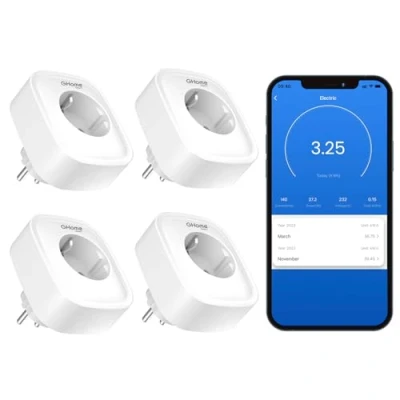 Abbildung von GHome Smart Steckdose mit Strommessung, 16A Wlan kompatibel Alexa/Google Home, App Fernbedienung, Sprachsteuerung, Zeitplan und Timer, NUR auf 2.4 GHz WiFi