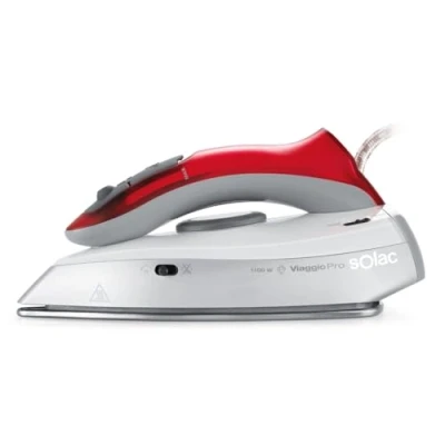 Abbildung von Solac Viaggio Pro, Trocken &amp; Dampfbügeleisen, Edelstahl Bügelsohle, 45 g/min, Grau, Rot, 1100 W, 120 240 V