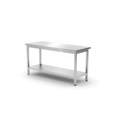 Abbildung von HENDI Zentraler Arbeitstisch, Arbeidsplatte, mit Regalboden, geschraubt, Verstellbare Füße, für Restaurant, Bar, Küche, 1200x600x(H)850mm, Edelstahl