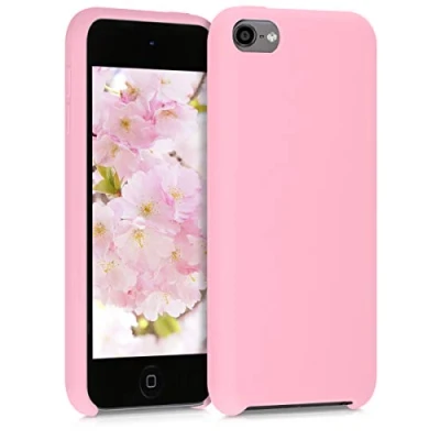 Abbildung von kwmobile Schutzhülle kompatibel mit Apple iPod Touch 6G / 7G (6. und 7.Generation) Hülle Silikon gummiert Cover Case in Hellrosa