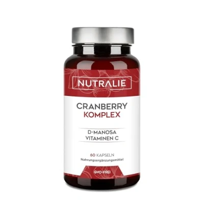 Abbildung von Cranberry mit Vitamin C, D Mannose und Hibiskus Harnwegeschutz Antioxidans 60 Nutralie Kapseln