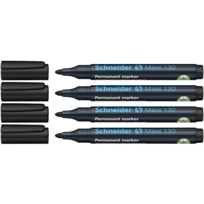 Abbildung von Schneider Maxx 130 Permanent Marker mit Rundspitze (Strichstärke: 1 3 mm, nachfüllbar) 4er Packung schwarz
