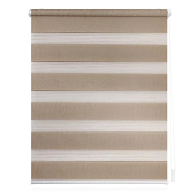 Abbildung von Lichtblick Doppelrollo Klemmfix ohne Bohren, Streifen, Blickdicht, Klemmträger Montage, Sichtschutz, Wandmongtage, Deckenmontage, für Fenster und Türen Taupe,70 cm X 220 (B L)
