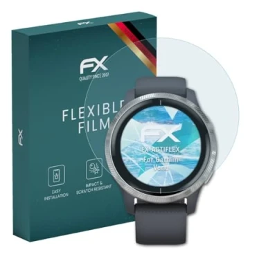 Abbildung von atFoliX Schutzfolie kompatibel mit Garmin Venu Folie, ultraklare und flexible FX Displayschutzfolie (3X)