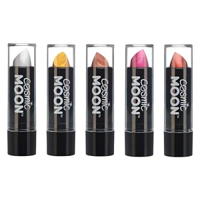 Abbildung von Cosmic Moon Metallic Lippenstift 5g Für faszinierende Lippen! Set mit 5 Farben Enthält: Silber, Gold, Roségold, Rosa, Rot