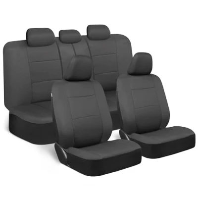 Abbildung von BDK os 309 ac anthrazit schwarz Autositzbezüge 9pc Set Sleek und stylish Split Option 5 Kopfstützen vorne hinten Bench, massiv grau
