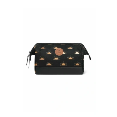 Abbildung von Cabaia Kulturbeutel für Damen und Herren Weitwinkelöffnung mit 2 Innentaschen praktischer robuster Reise Organizer Kosmetiktasche französischem Design, exklusiv originell, Schwarz