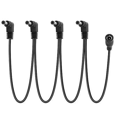 Abbildung von GELRHONR Daisy Chain Stromkabel, 1 auf 4 Wege Kabel Gitarren Effektpedal Netzteil Splitter Kabel, DC5521 9V 2A Splitterkabel mit rechtwinkligem Winkel 3.5Ft