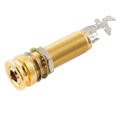 Abbildung von Musiclily Pro 1/4 Zoll Mono/Stereo Gitarre Endpin Buchse Gewinde Strap Button Jack für Akustikgitarre und Bass, Gold