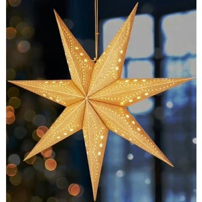 Abbildung von BRUBAKER Dekostern 3D Weihnachtsstern zum Aufhängen Fenster Papierstern mit E14 Fassung, 1 St., 60 cm Deko Adventsstern Weihnachten Leuchtstern 3,5 m Kabel