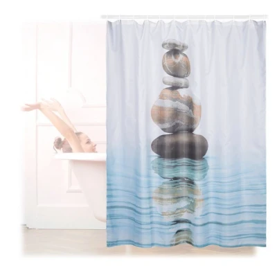 Abbildung von relaxdays Duschvorhang Steine auf Wasser 180x180cm Breite 180 cm