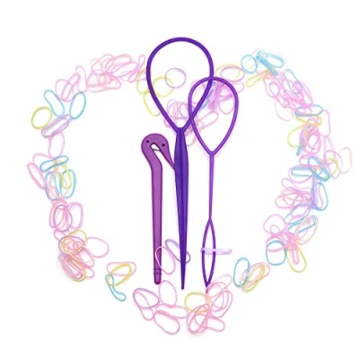 Abbildung von IME Elastische Haargummis Topsy Haar Schwanz Werkzeuge Pferdeschwanz Maker Clip Haarbänder Cutter Entferner Pony Pick für Kleinkinder Mädchen Frauen