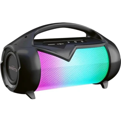Abbildung von Bigben Interactive Party Lite Lautsprecher mit Lichteffekten, spritzwassergeschützt, Schwarz