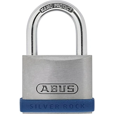 Abbildung von ABUS Vorhangschloss Silver Rock 5, Herkömmliches Vorhängeschloss, Tastensperre, Unterschiedliche Schließung, Pforte, Werkzeugkasten, Silber, Zink