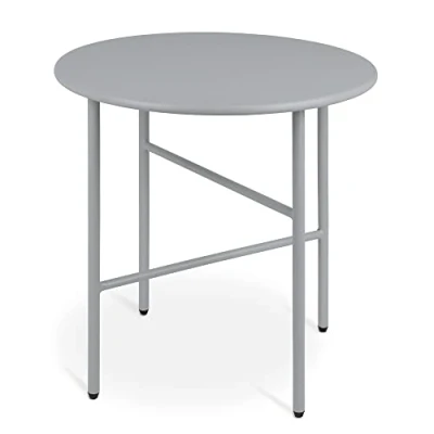 Abbildung von bomoe Runder Beistelltisch Metall Grau Ø 44 cm Tischplatte Kratzfest Stabiler Wohnzimmer Couchtisch Leicht In &amp; Outdoor Gartentisch Balkon Tisch Terrasse Nachttisch Bett Schlafzimmer Finn