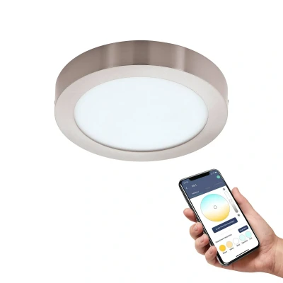 Abbildung von Eglo 900114 LED Badezimmer Deckenleuchte FUEVA Z nickel matt rund H:2.8 Ø:21cm dimmbar IP44 2700 6500K mit Connect Funktion