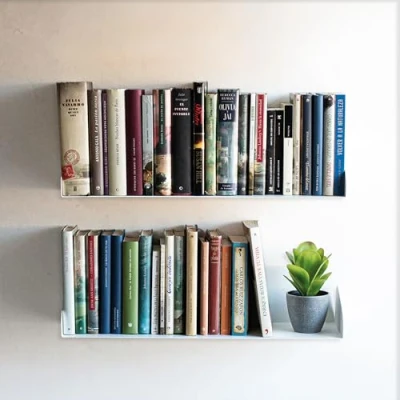 Abbildung von MILUKA Wandregal Weiß 60 cm Bücherregal Wand Bücher Regal Hängend Floating Bookshelf als Schwebendes Bücherregal, Büro Deko, Unsichtbares kleines Metallregal