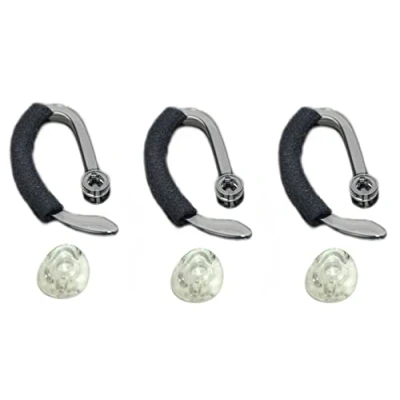 Abbildung von Ersatz Ohrstöpsel in gleicher Größe, Ohrbügelschlaufen und Schaumstoff Set für Plantronics CS540 Savi W440 W740 W745 WH500 (Medium M)