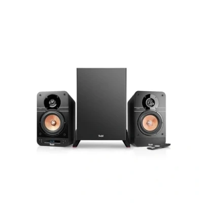 Abbildung von Teufel Ultima 25 AKTIV Club Edition 2.1 Soundsystem mit kabellosem Subwoofer Aktive Regallautsprecher Bluetooth und integriertem AV Receiver, Dolby Audio, DAB+, HDMI ARC CEC schwarz