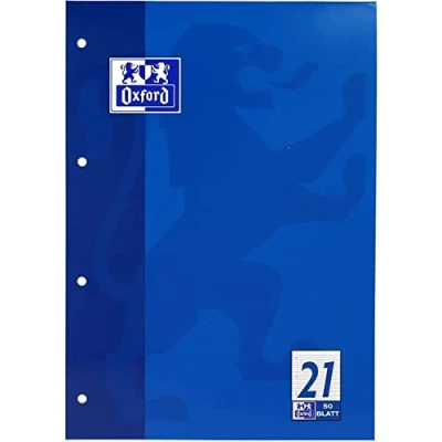 Abbildung von Oxford 100050347 Schulblock Linien 21 A4, 50 Blatt, 90 g/qm, 4 fach Lochung