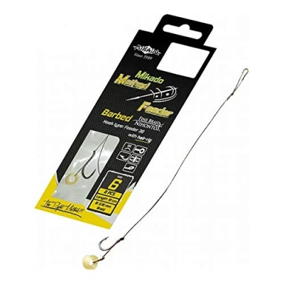 Abbildung von 8 x MIKADO Method Feeder 702&quot; Haken Rig `s mit Pellet /Bait Band und geflochtener Schnur in den Größen 4 bis 16 erhältlich (12 /Ø 0,12mm /8,8kg)